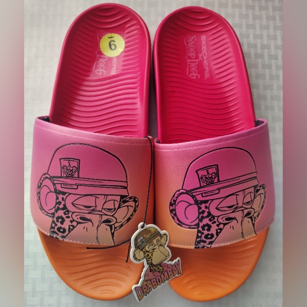 Skechers Snoop Dogg Dr Bombay Pink Orange Slip On Sandals Men Size 9